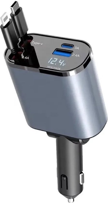 Leba 120W Autolader USB C - Autolader USB C & Lightning - Veilig en Compact - Auto snellader - 12-24V Auto Oplader - Sigaretten Aansteker Adapter - Autoaccessoires - Snellader