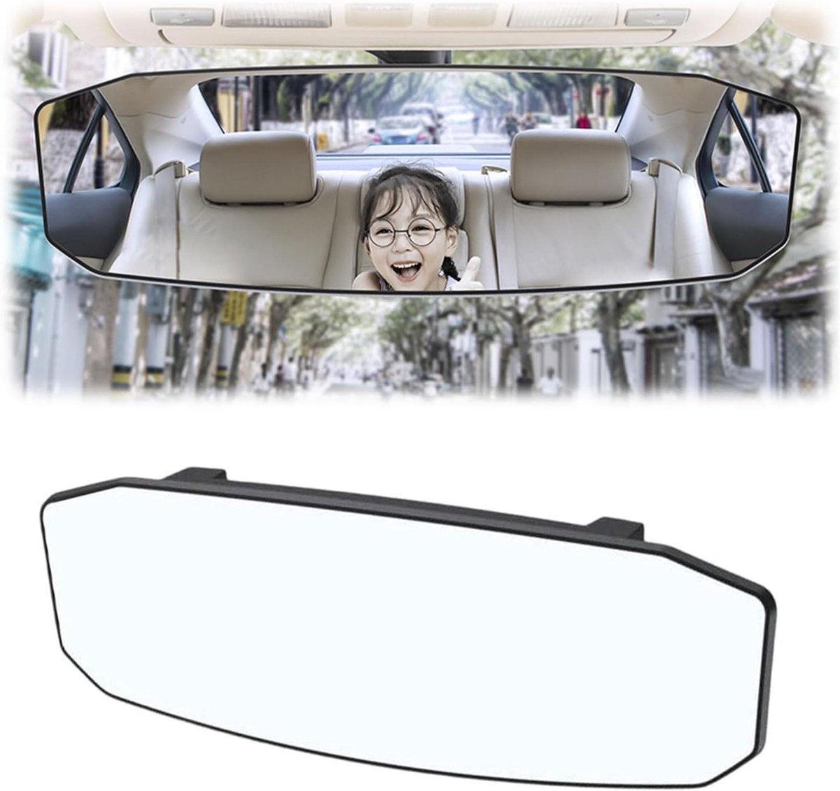 JGS Premium - Grote Zichthoek Panorama Achteruitkijkspiegel voor Auto's - Verblindingsvrij - Geschikt voor SUV's en Vrachtwagens - 244 x 90 mm