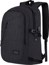 TRVLMORE Rugtas - 25L - 15,6 Inch - Laptop Rugzak met USB - Schooltas - Heren en Dames - Tas - Levenslange Garantie - Zwart