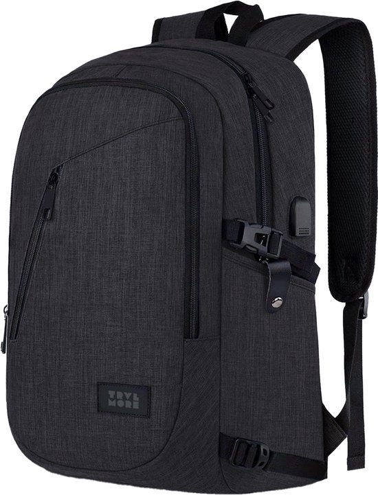 Sac à dos TRVLMORE - 25 L - 15,6 pouces - Sac à dos pour ordinateur portable avec port USB - Cartable - Homme et femme - Sac - Garantie à vie - Zwart