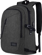 TRVLMORE Rugtas - 25L - 15,6 Inch - Laptop Rugzak met USB - Schooltas - Heren en Dames - Tas - Levenslange Garantie - Antraciet