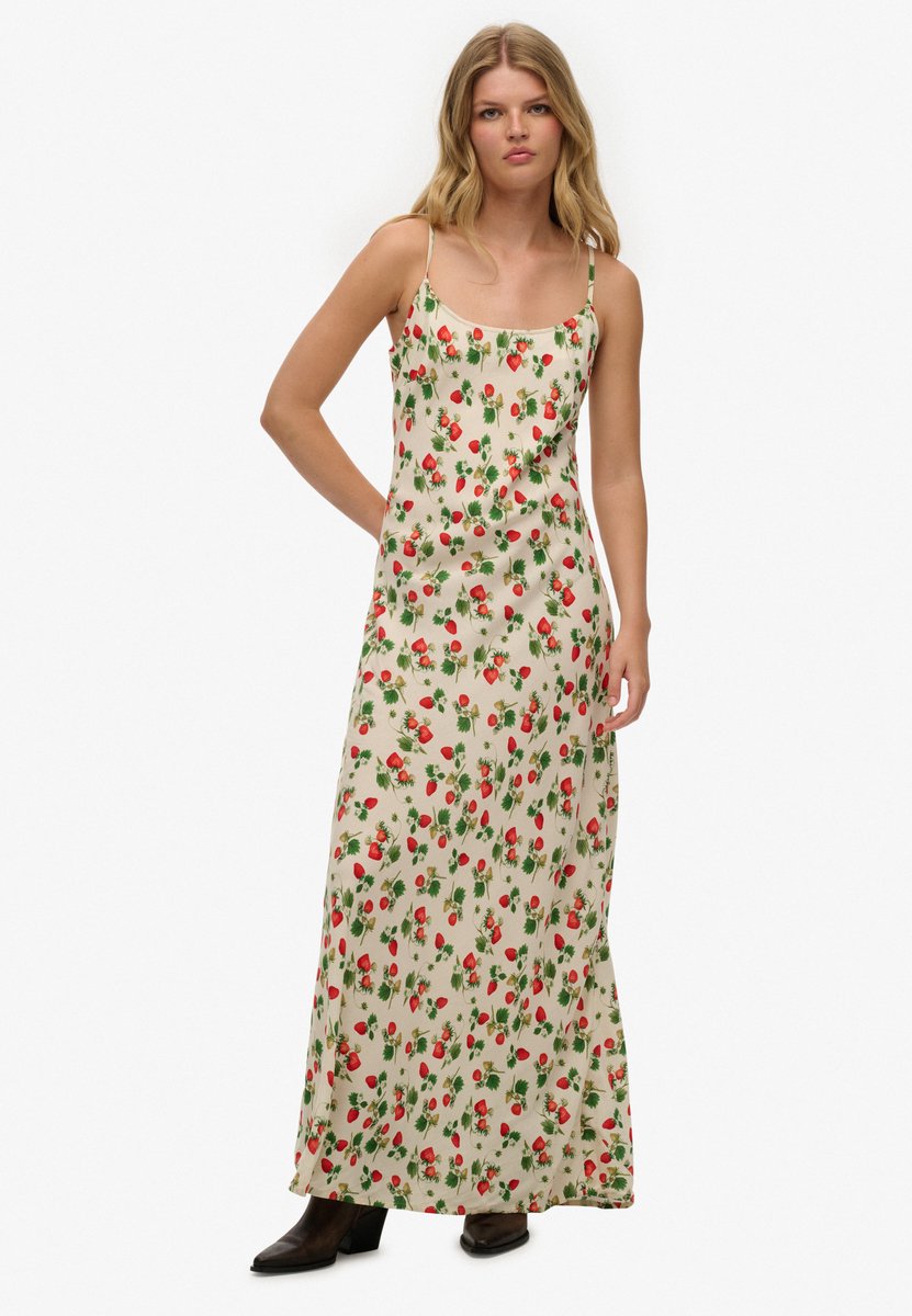 Superdry Maxi-slipdress met schuine snede Dames Jurken Strawberry