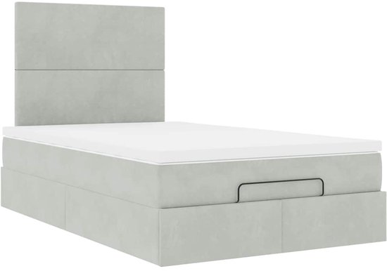 vidaXL - Ottoman - lit - avec - matelas - 120x190cm - velours - gris clair