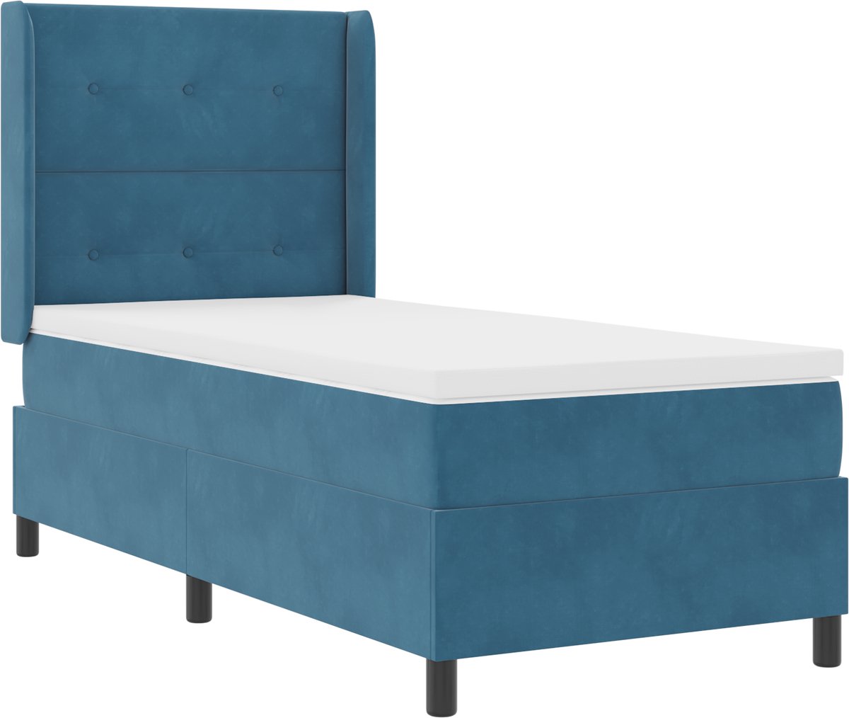 vidaXL - Boxspring - bed - met - hoofdeinde - Blauw - 90 - x - 190 - cm - Fluweel