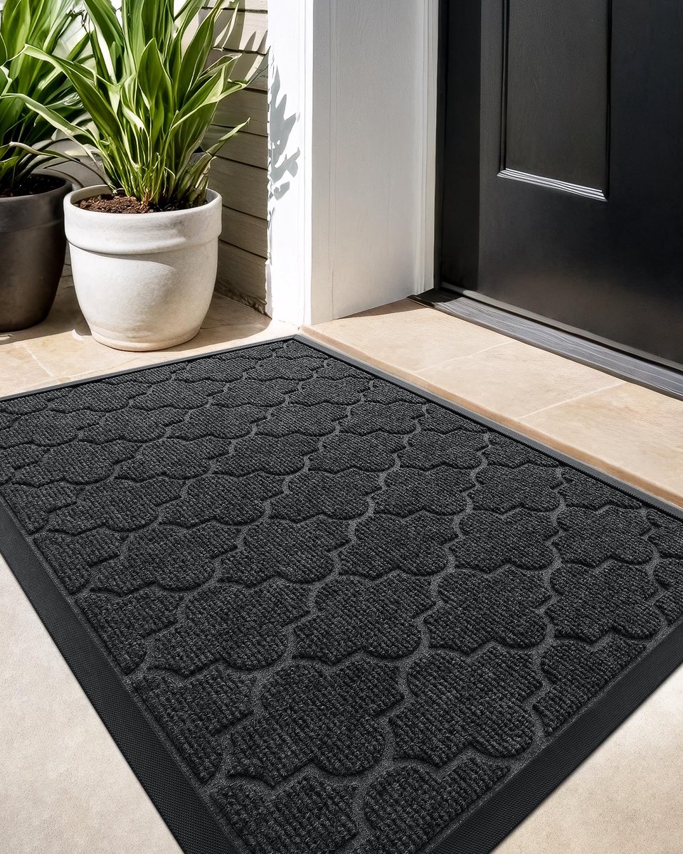 Ibenzoa Weerbestendige en Wasbare Deurmat voor Buiten met Antislip Eigenschappen voor Huisdeur en Entree grijs