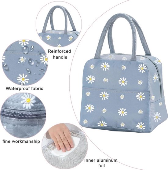 Lunchtas - Geïsoleerde draagtas - Lunchbox - Herbruikbare koeltas - Waterdichte en lekvrije lunchtas - Waterdichte lunchhouder - Geschikt voor vrouwen, mannen, studenten en kinderen - 22*15*20cm van Merkloos — afbeelding 3