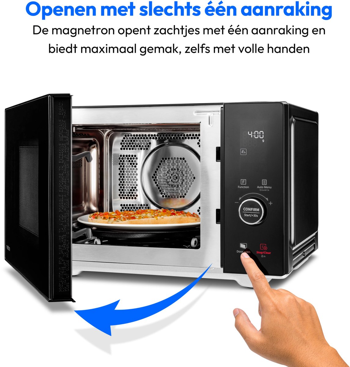 MEDION magnetron met grill en heteluchtfunctie (25 liter, 900 watt, 1100 watt bovengrill & 500 watt ondergrill, 2100 watt heteluchtfunctie, 11 programma's, 10 vermogensniveaus, roestvrij staal, MD1204 – foto 3