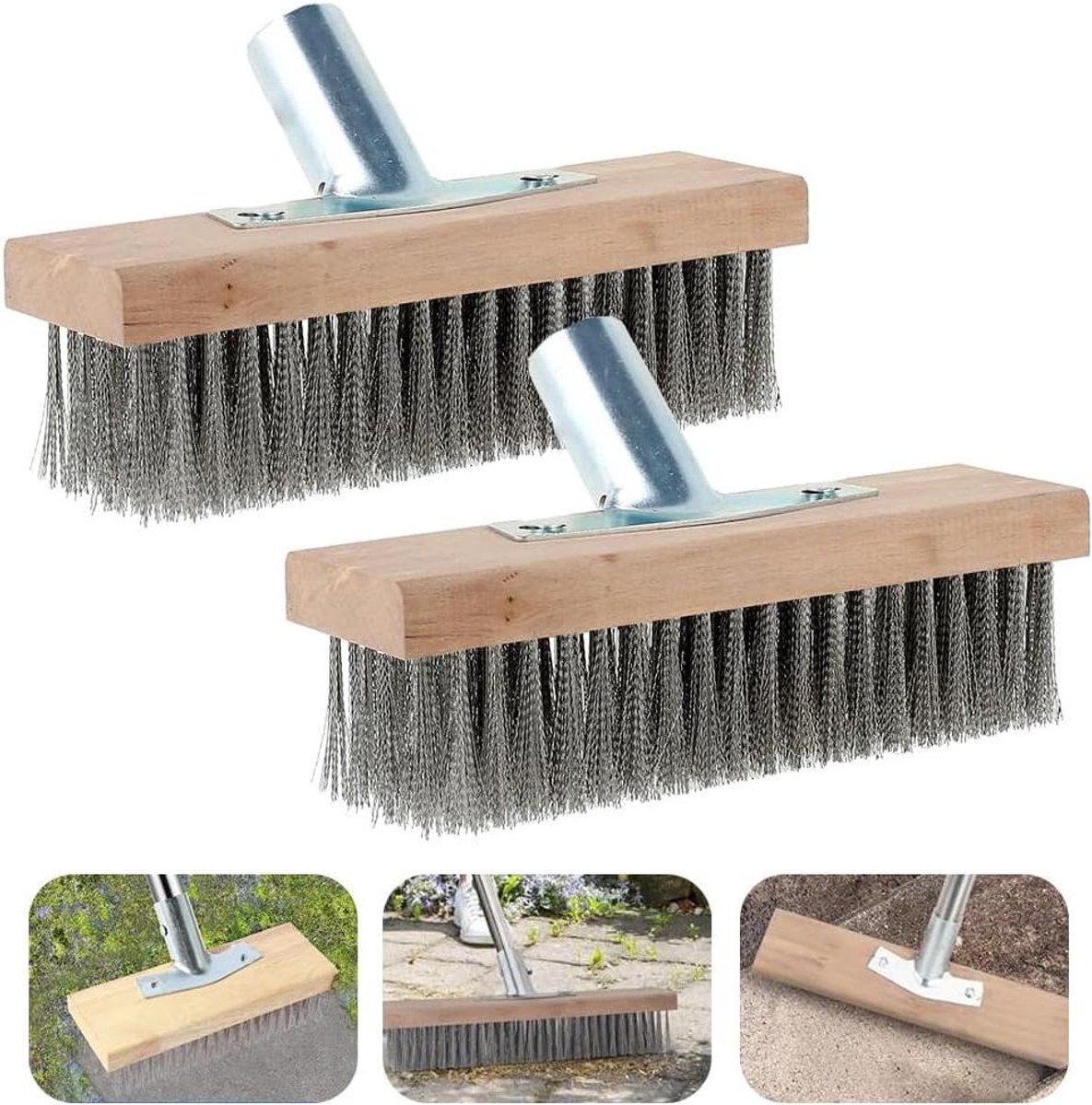 Allecto Premium - Draadbezem Set van 2 Stuks voor Tuinonderhoud en Onkruidverwijdering