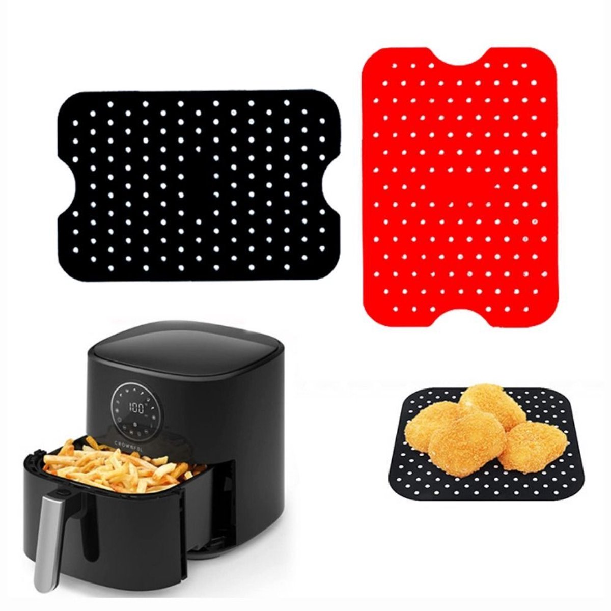 Durable Airfryer Liner Koekenpanmat Airfryermat Ovenmat - Zwart
