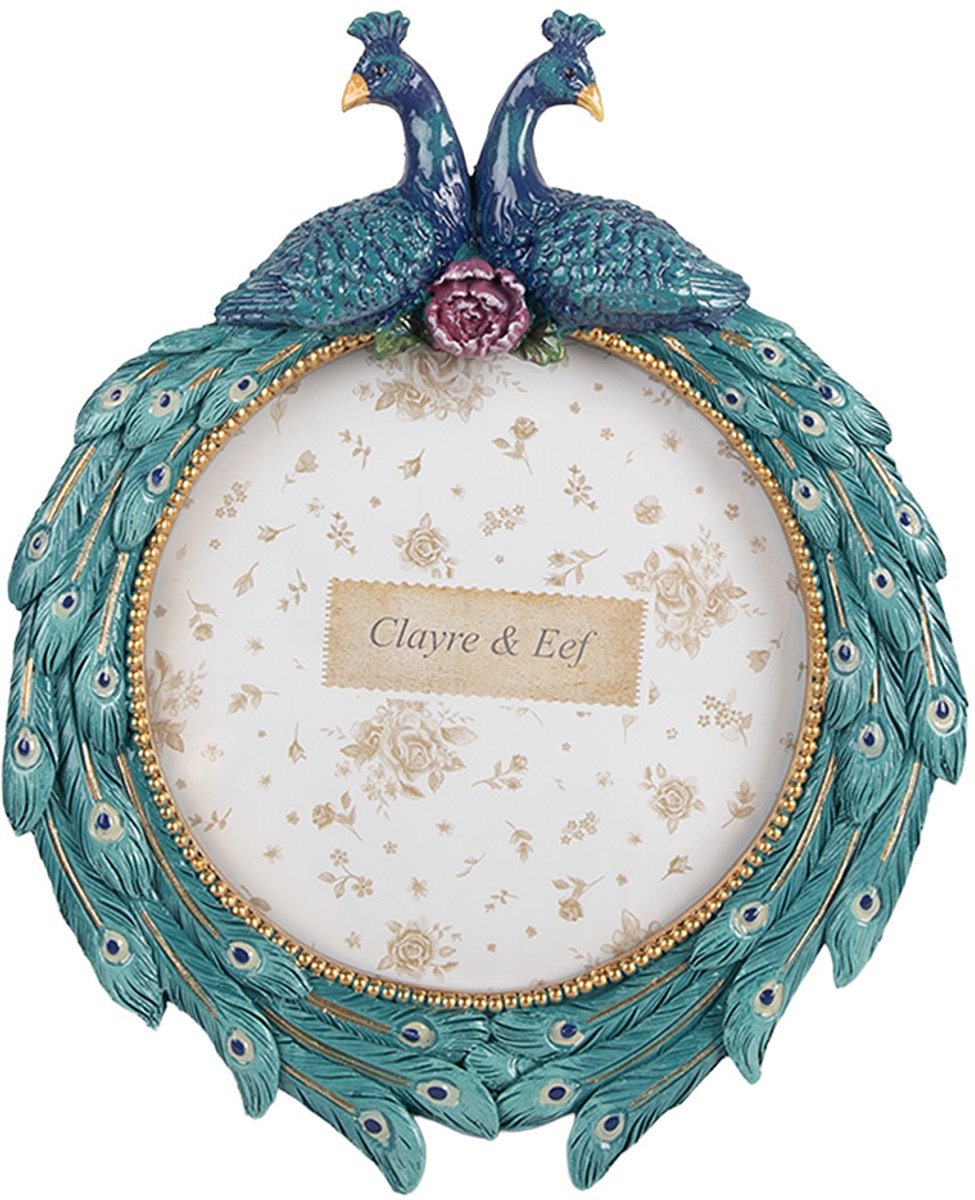 Clayre & Eef Fotolijst Ø 13 cm Blauw Kunststof