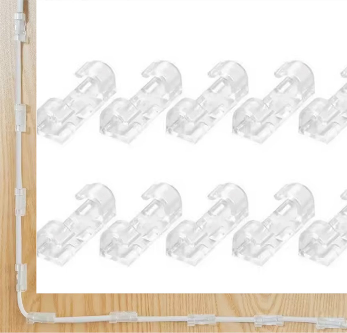 Kabelclips - Kabelgeleiders - Kabelhouders - Transparant - 20 stuks - 3CM lang - Zelfklevend - CHPN