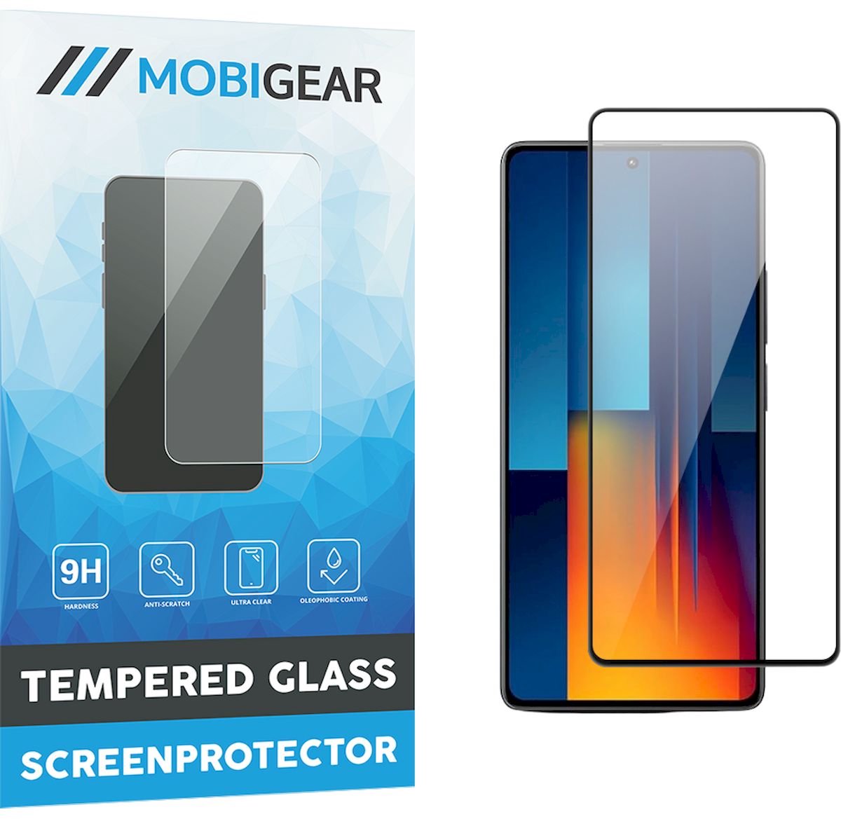 Mobigear Screenprotector geschikt voor POCO M6 Pro Glazen | Mobigear Premium Screenprotector - Case Friendly - Zwart