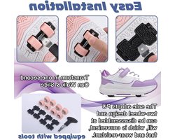 Kinderrolschaatsschoenen voor Jongens Meisjes Buiten Skaten Sportief Wandelen Uitschuifbare 4 Wielen Unisex Tieners Kinderen Sportschoenen Wandelschoenen - Zwart