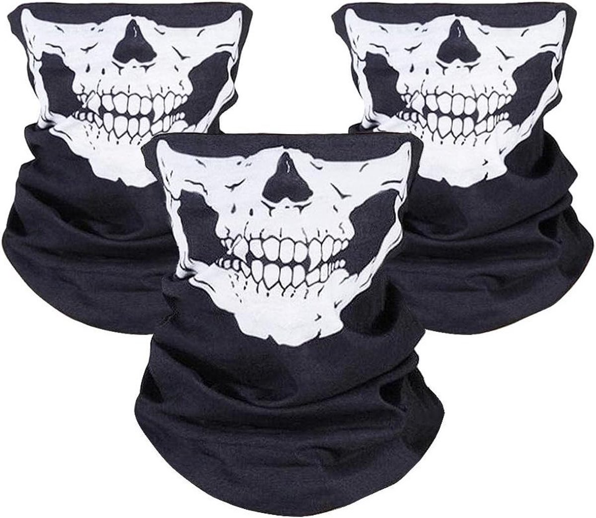 JGS Premium Schedelmasker Set van 3 stuks voor Motorfiets Fiets Skiën Halloween – Ademend Naadloos Bivakmuts 24 x 48 cm Any