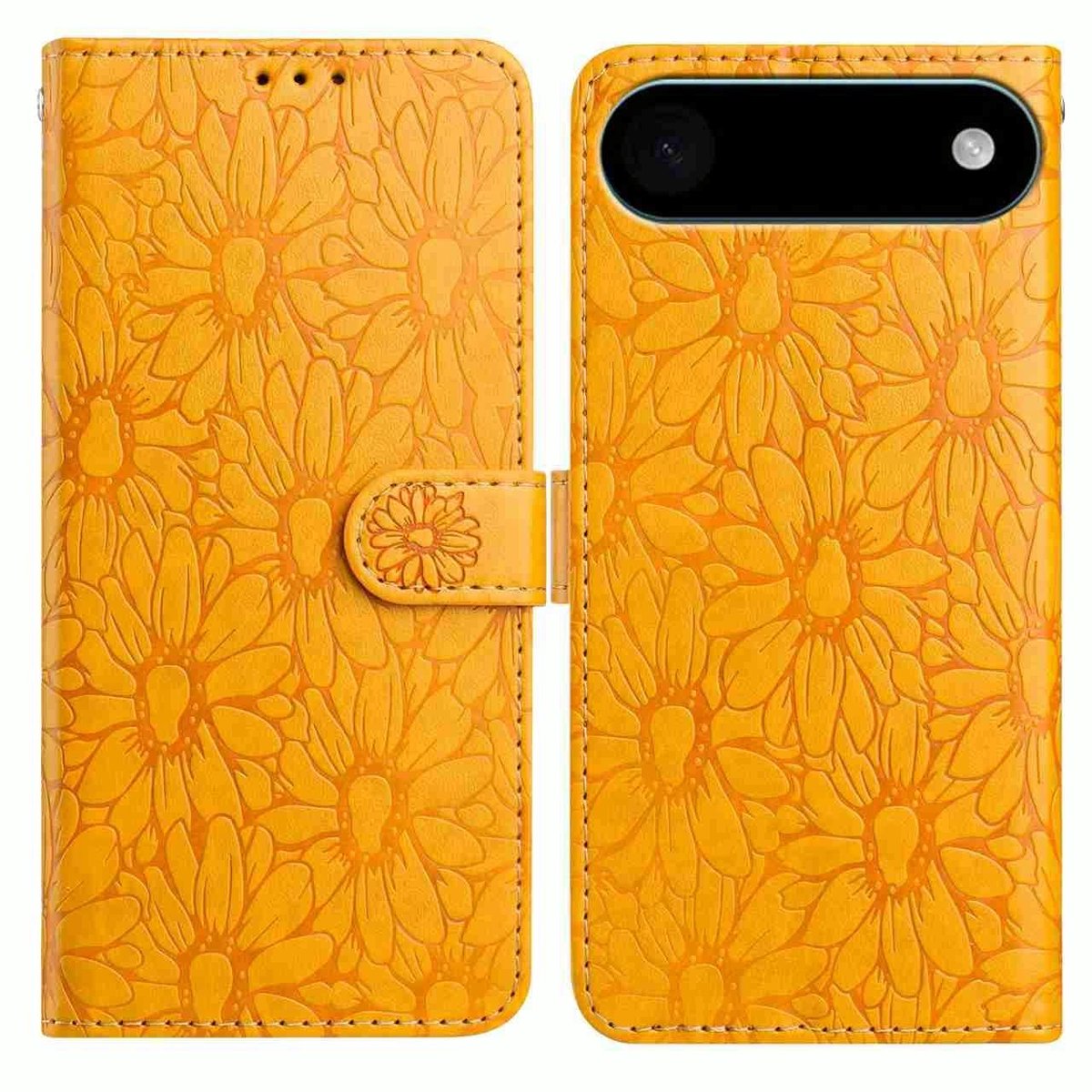 Mobigear Telefoonhoesje geschikt voor Apple iPhone Air Hoesje | Mobigear Flowers Bookcase Portemonnee | Pasjeshouder voor 3 Pasjes | Telefoonhoesje voor Pinpas / OV Kaart / Rijbewijs - Geel