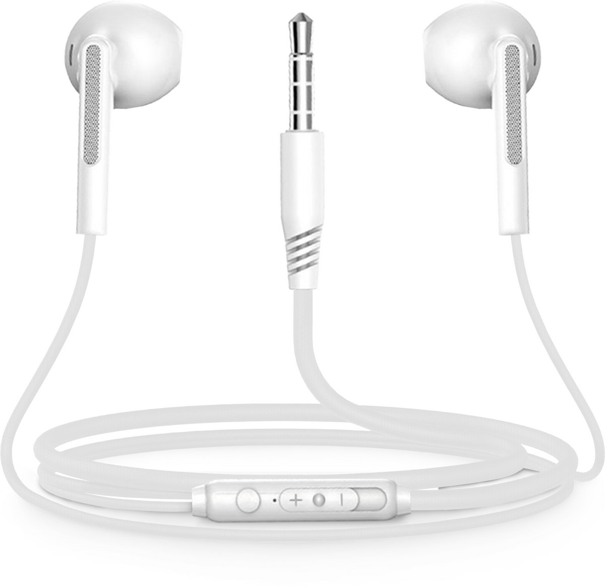 Oordopjes met draad - 3,5mm Jack aansluiting - Oortjes met draad en microfoon - Wit
