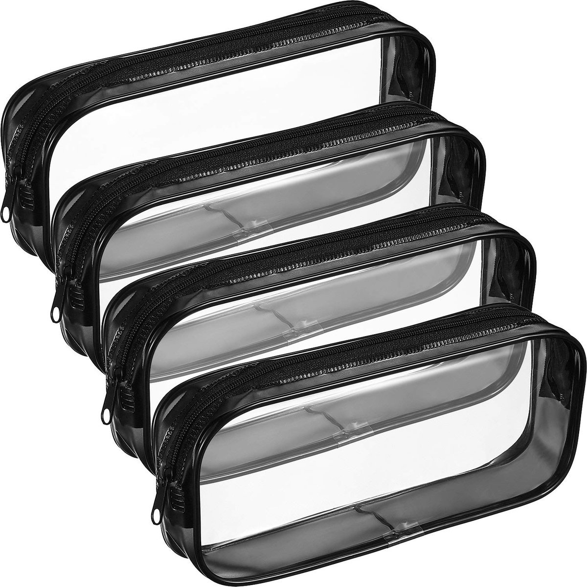 4 Trousses De Toilette Transparentes PVC étanches - Format TSA 3-1-1, Fermeture éclair, Pour Voyage Et Maquillage