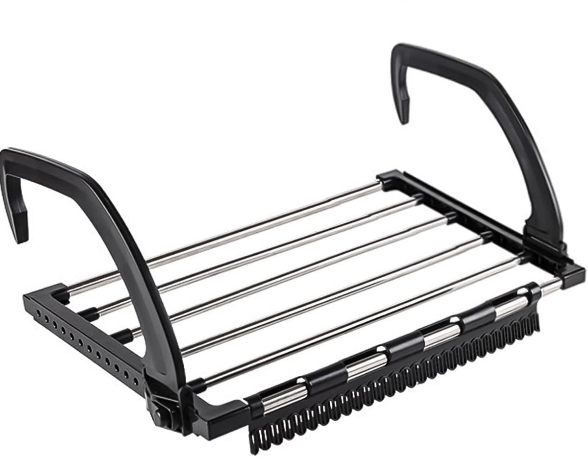 Inklapbaar Wasrek voor Balkon, Radiator en Meer met Anti-Slip en Verstelbare Haken