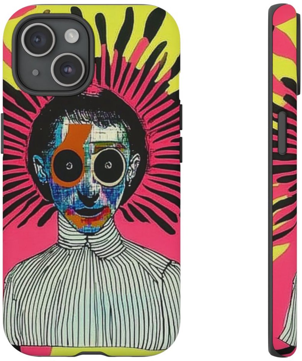 Abstract Psychedelisch Portret – Telefoonhoesje Geschikt voor iPhone 15