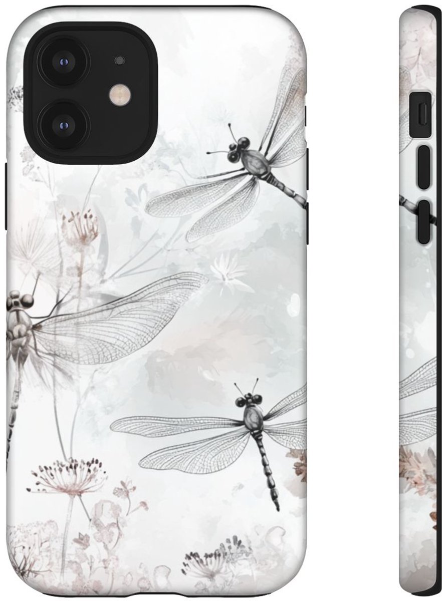 Fijne Libellen en Bloemrijke Waterverf – Telefoonhoesje Geschikt voor iPhone 12