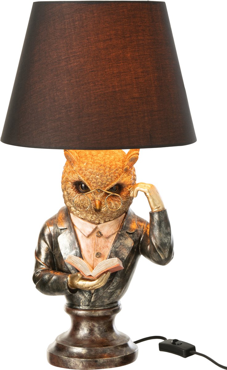 J-Line tafellamp Uil - polyresin - bruin/goud