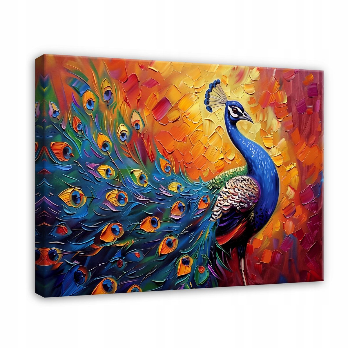 WALLARENA Canvas schilderij - 40x30 cm - kleurrijke pauw abstract moderne kunst voor slaapkamer multikleurig