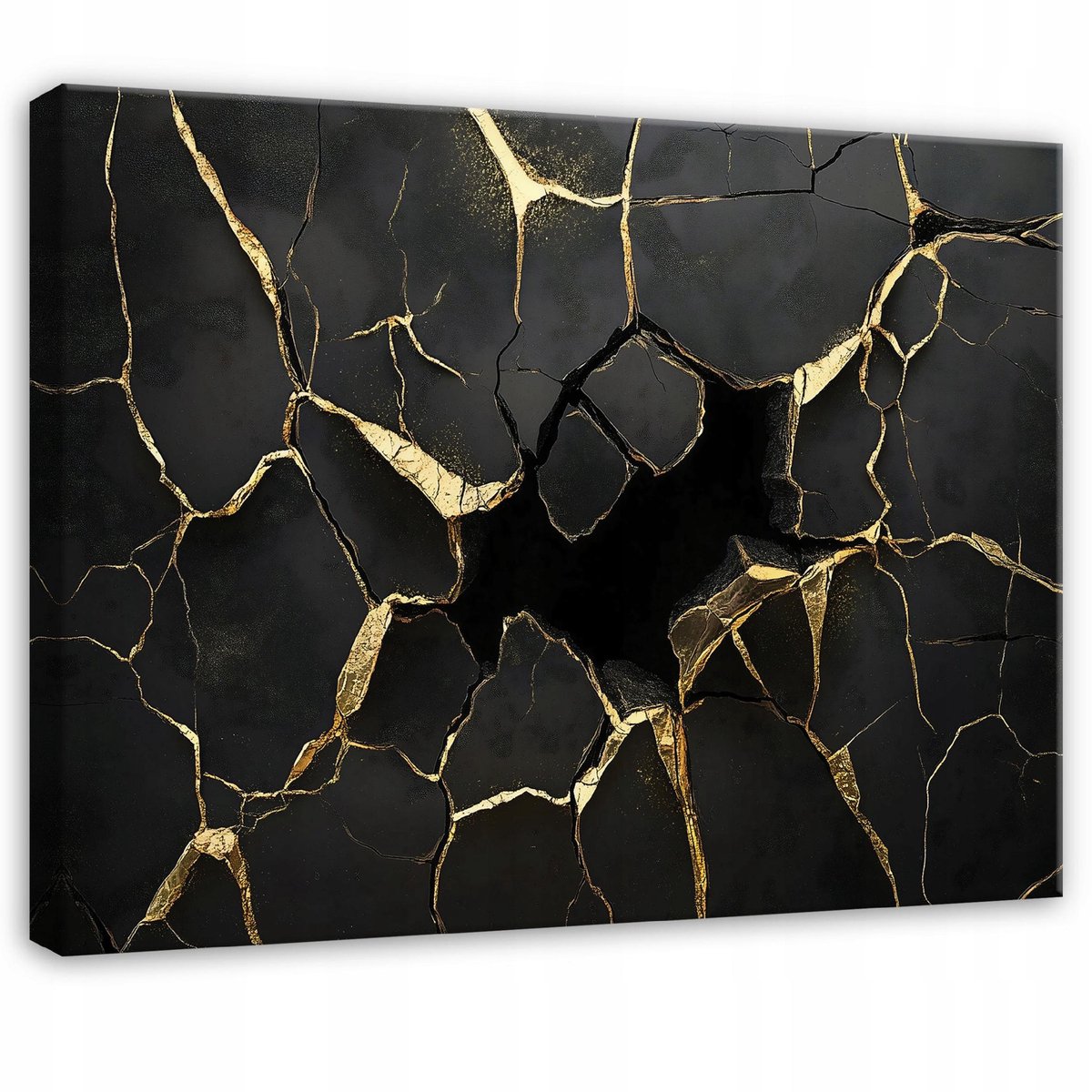 WALLARENA Canvas schilderij - 40x30 cm - Zwart Goud Marmer afbeelding voor slaapkamer woonkamer keuken multikleurig