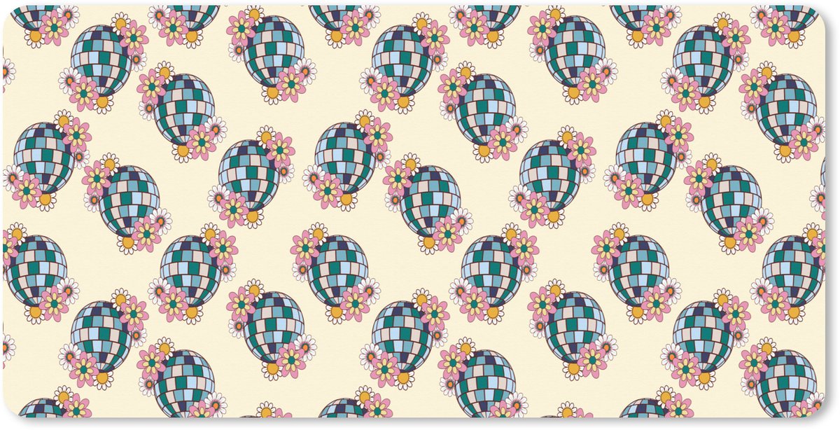 Muismat XXL 120x60 cm - Bureau onderlegger - Bureau mat Retro - Disco - Bloemen - Discobal - Bureaumat - Gaming mousepad xl - Bureaulegger groot - Computer deskmat