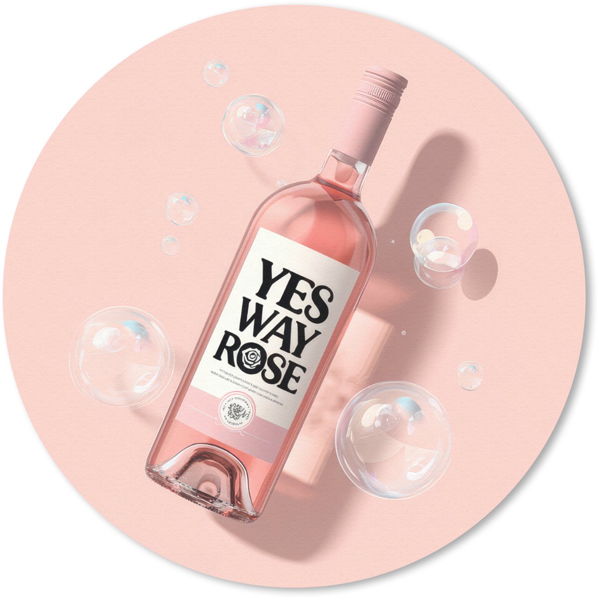 Muismat rond 40x40 cm - Mousepad Bubbels - Rosé - Roze - Ronde muismatten