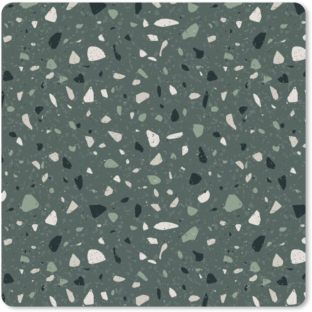Muismat XXL 80x80 cm - Bureau onderlegger - Bureau mat Terrazzo - Patroon - Kleurrijk - Groen - Bureaumat - Gaming mousepad xl - Bureaulegger groot - Computer deskmat