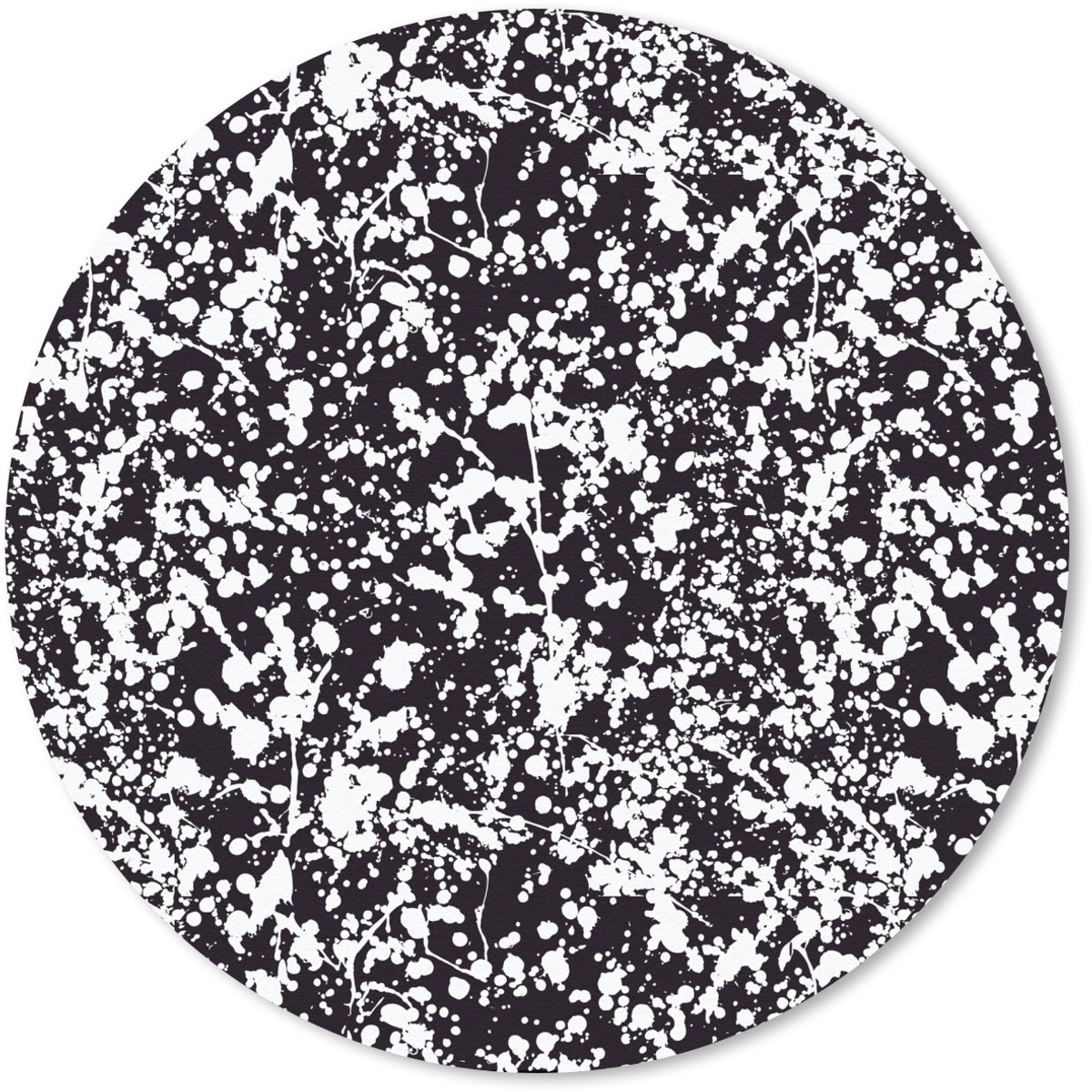Muismat rond 20x20 cm - Mousepad Spat - Stippen - Zwart - Wit - Ronde muismatten