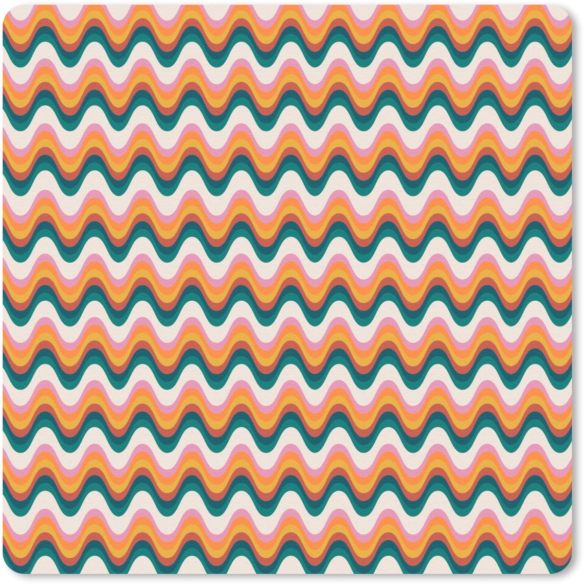 Muismat 20x20 cm - Mousepad Retro - Disco - Golven - Kleur - Muismatten