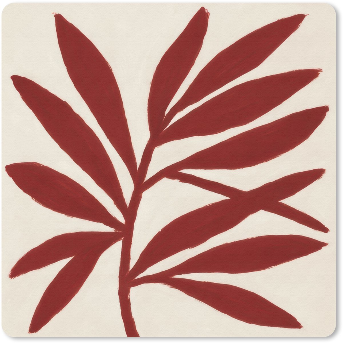 Muismat 30x30 cm - Mousepad Tak - Bladeren - Rood - Muismatten