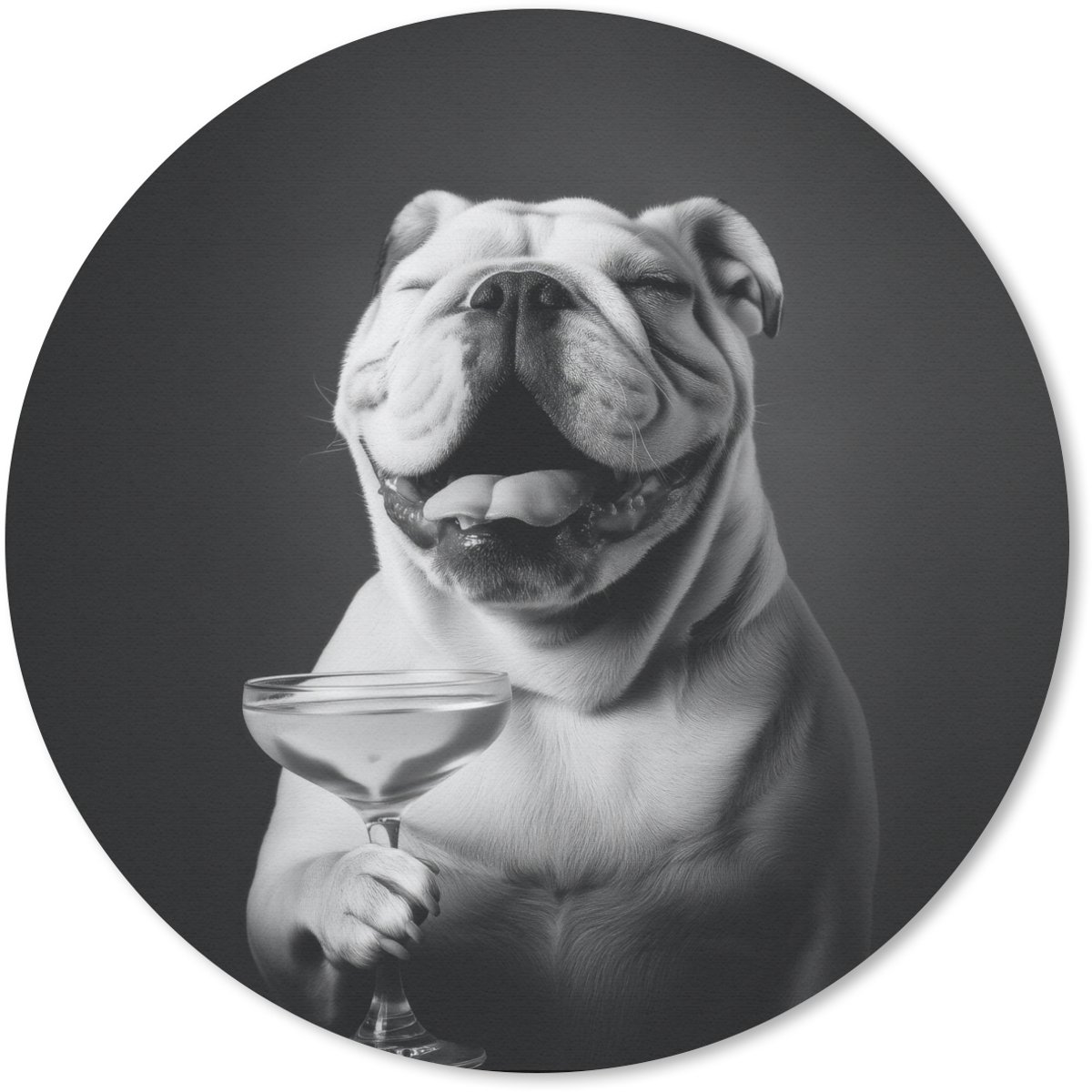 Muismat rond 50x50 cm - Mousepad Buldog - Hond - Glas - Ronde muismatten