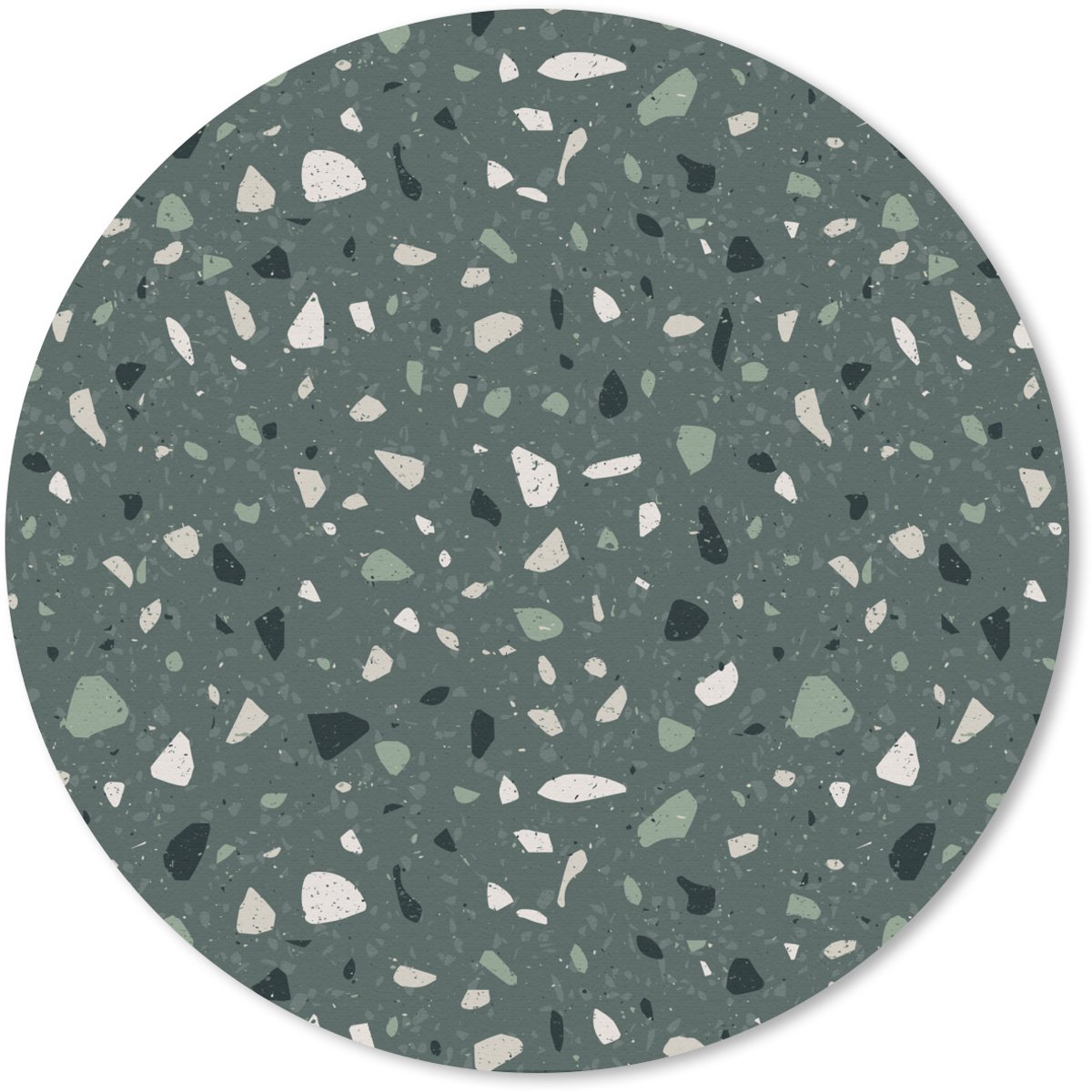 Muismat rond 20x20 cm - Mousepad Terrazzo - Patroon - Kleurrijk - Groen - Ronde muismatten