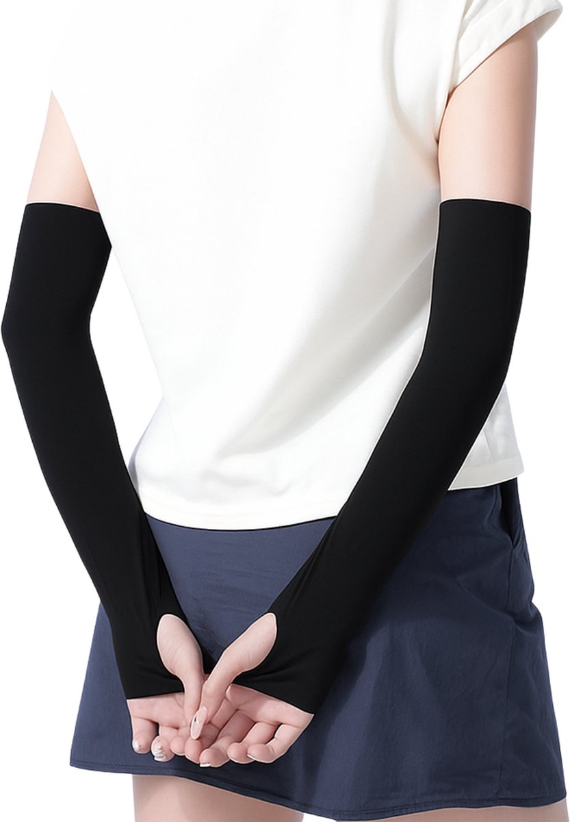 U Fit One UPF 50+ UV Bescherming Arm Sleeves - Verkoelend - Fiets Armstukken UV Bescherming - Zwart - Unisex - 2 Stuks - Maat L