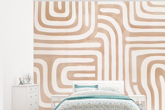 Behang - Fotobehang Aardetinten - Labyrintpatroon - Breedte 275 cm x hoogte 220 cm