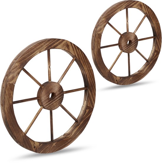 houten wagenwiel - set van 2 - Ø 60 cm