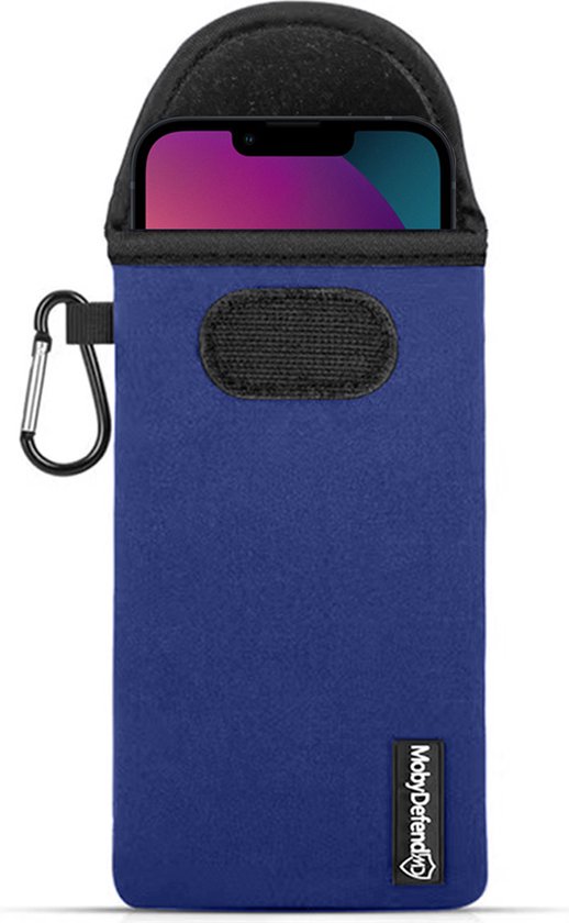 Foto: Hoesje voor iphone 13 iphone 13 pro mobydefend neopreen pouch met karabijnhaak insteekhoesje riemlus hoesje blauw gsm hoesje telefoonhoesje geschikt voor iphone 13