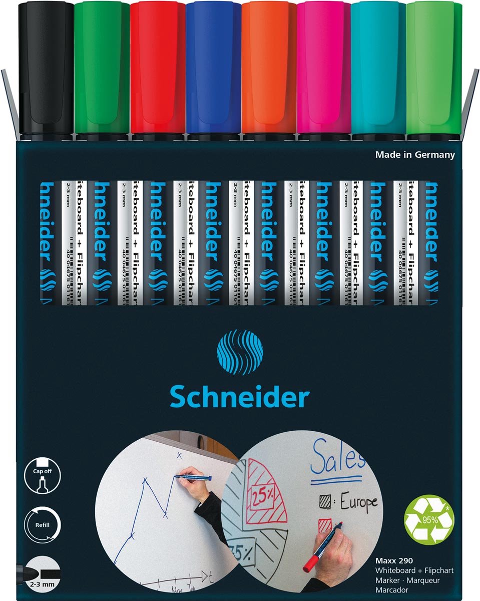 Boardmarker Schneider Maxx 290 - assorti doos a 8 stuks