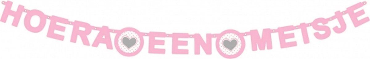 Geboorte baby slinger meisje - roze - Letterslinger - hoera een meisje - 175 x 11 cm