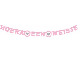 Geboorte baby slinger meisje - roze - Letterslinger - hoera een meisje - 175 x 11 cm