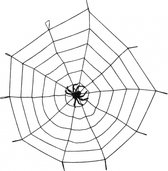 Halloween - Elastisch decoratie spinnenweb met spin 150 cm - Halloween versiering