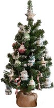 Sapin de Noël Imperial prêt à l'emploi avec décoration - 75cm de haut - 20 ornements - Vert Argent