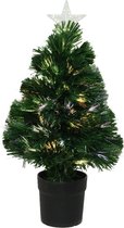 Fiber optic kerstboom/kunst kerstboom met verlichting en ster piek 60 cm - Fibre kerstbomen met lampjes/lichtjes