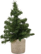 Mini kunstboom/kunst kerstboom groen 45 cm met naturel jute pot - Kunstboompjes/kerstboompjes