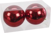 2x Grote kunststof kerstballen rood 15 cm - Grote onbreekbare kerstballen