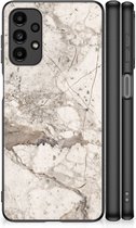 Coque Téléphone Portable Samsung Galaxy A13 4G Case Bumper avec Bord Noir Marbre Beige
