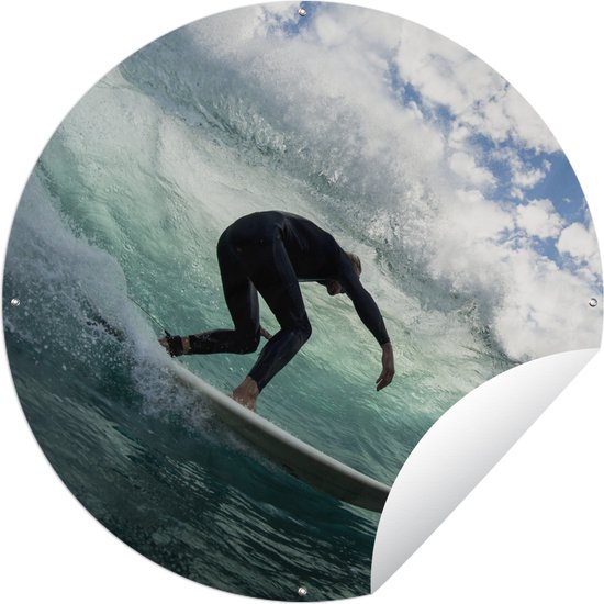 Tuincirkel Surfer op golfen - 150x150 cm - Ronde Tuinposter - Buiten