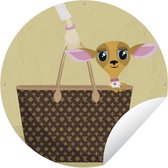 Tuincirkel Een illustratie van een puppy in een handtas - 120x120 cm - Ronde Tuinposter - Buiten XXL / Groot formaat!